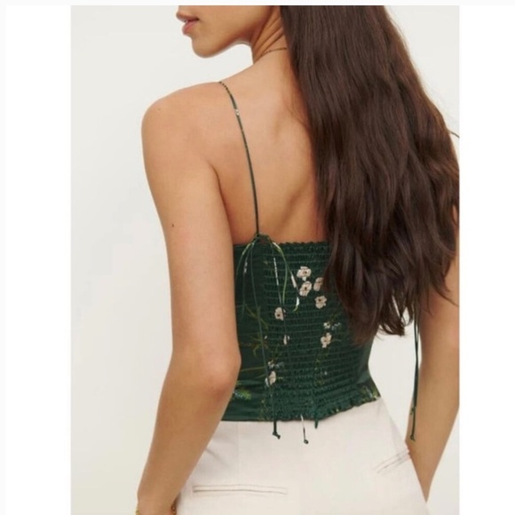 Reformation Silk Green Printed Camisole Top - Picture 4 of 6